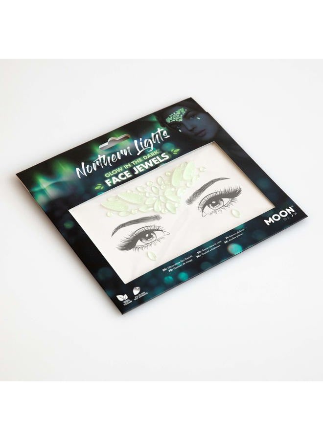 Moon Glow Glow in the Dark Face Jewels by Moon Glow - Festival Face Body Gems, Crystal Make up Eye Glitter Stickers, Temporary Tattoo Jewels (Northern Lights) - Image 2