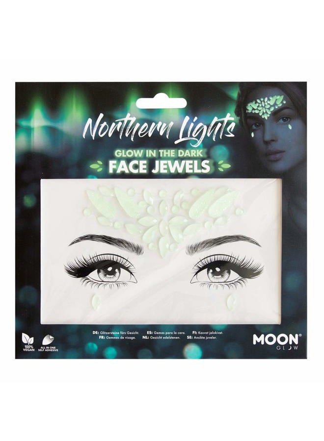 Moon Glow Glow in the Dark Face Jewels by Moon Glow - Festival Face Body Gems, Crystal Make up Eye Glitter Stickers, Temporary Tattoo Jewels (Northern Lights) - Image 1