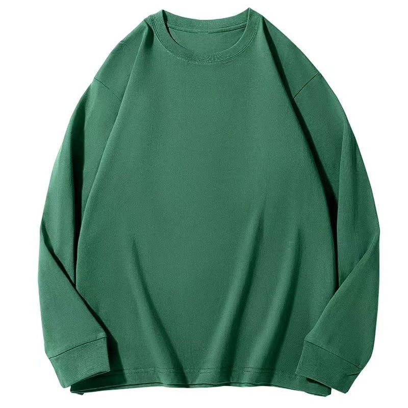 400G heavyweight Xinjiang cotton white pure cotton long-sleeved T-shirt for men and women, autumn and winter inner wear loose casual base shirt - Image 3