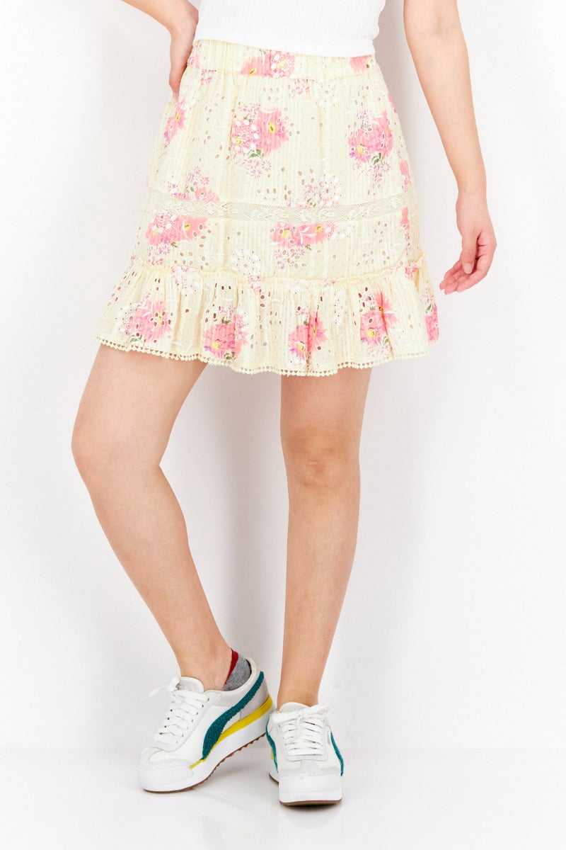 Walter Baker Women Textured Mini Skirt, Beige - Image 1