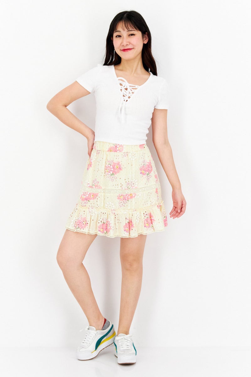 Walter Baker Women Textured Mini Skirt, Beige - Image 4