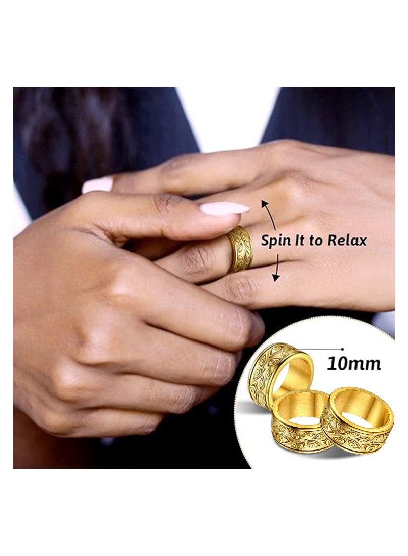 Eye of God Ring for Men Women, Stainless Steel/18K Gold Plated Spinner Band Rings Personalized Custom, Evil Eye Rings for Women Lucky Statement Ring Eye of God Rings For Men Engagement
