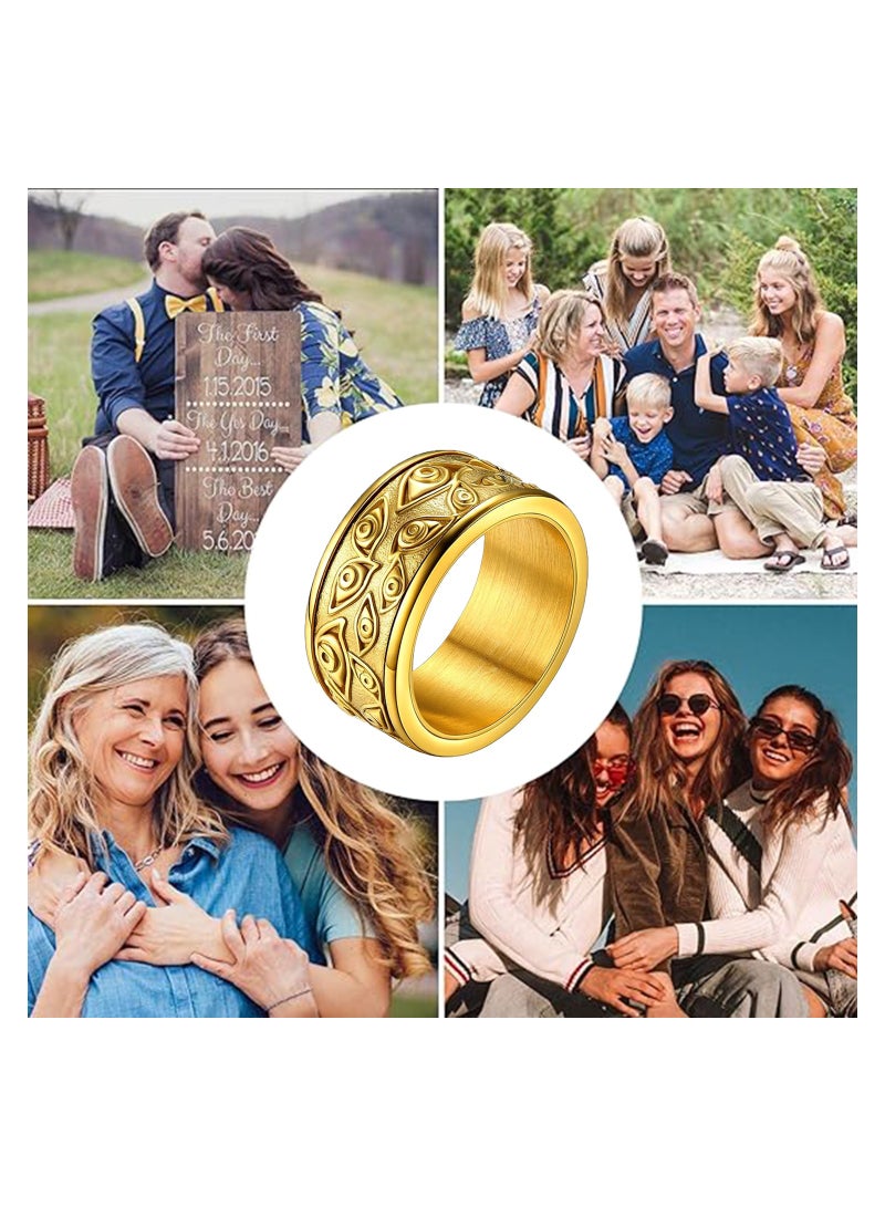 Eye of God Ring for Men Women, Stainless Steel/18K Gold Plated Spinner Band Rings Personalized Custom, Evil Eye Rings for Women Lucky Statement Ring Eye of God Rings For Men Engagement