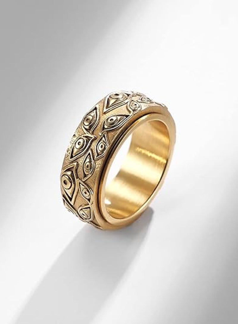 Eye of God Ring for Men Women, Stainless Steel/18K Gold Plated Spinner Band Rings Personalized Custom, Evil Eye Rings for Women Lucky Statement Ring Eye of God Rings For Men Engagement