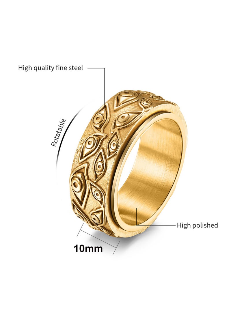 Eye of God Ring for Men Women, Stainless Steel/18K Gold Plated Spinner Band Rings Personalized Custom, Evil Eye Rings for Women Lucky Statement Ring Eye of God Rings For Men Engagement