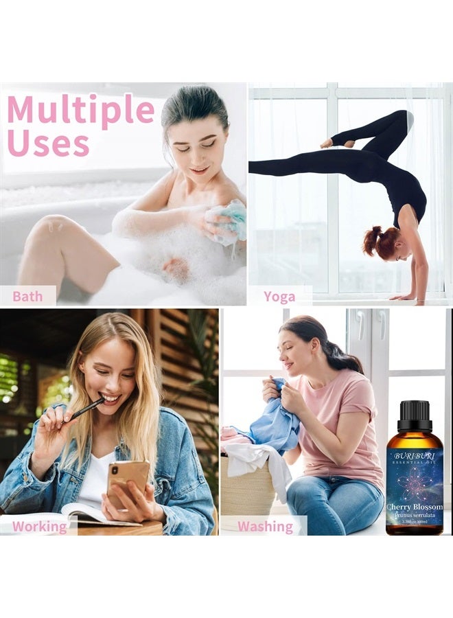 BURIBURI Cherry Blossom Essential Oil for Aromatherapy Diffuser, Skin, 100% Pure Cherry Blossom Oil 100ML for Candle, Soap, Perfume Making Cherry Fragrance Oil 3.38fl.oz - Image 2