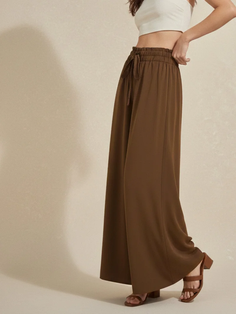 Outzidr  Brown Wide Leg Trouser for Women | Best Price UAE