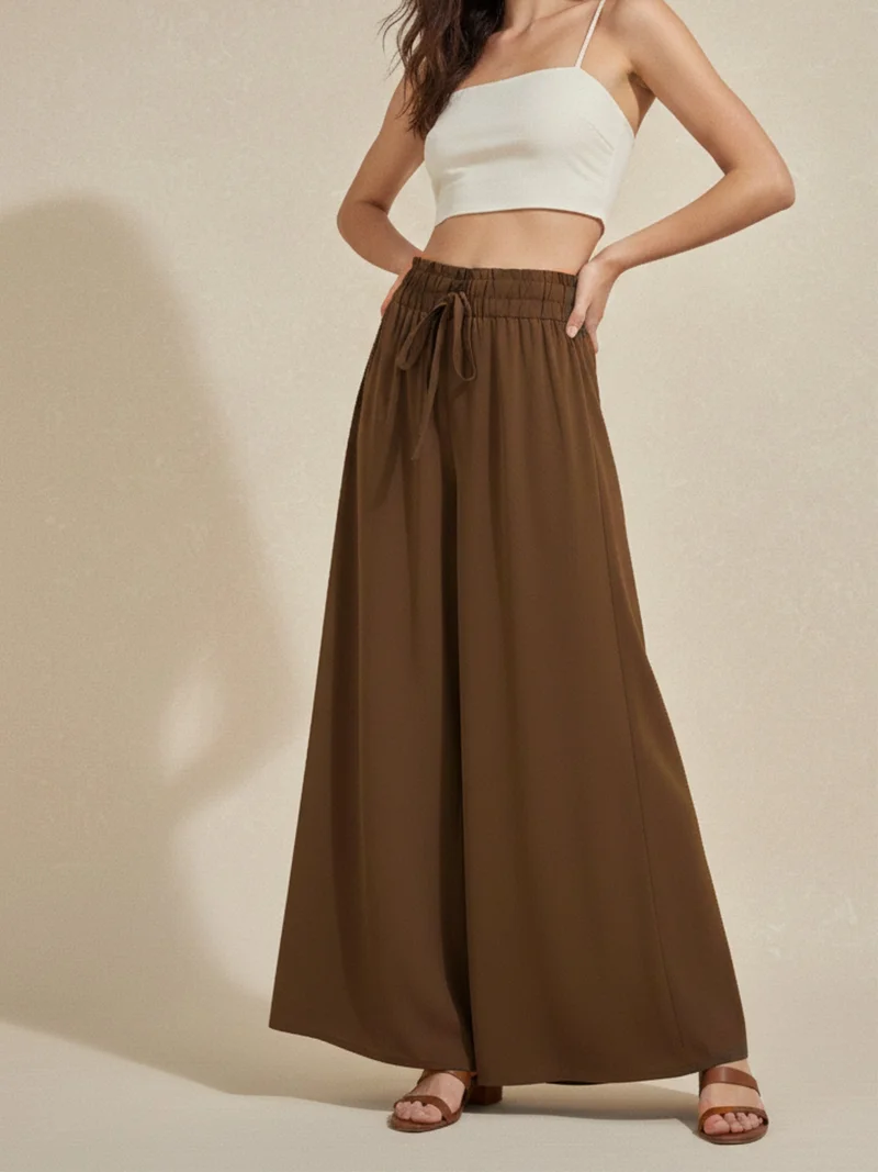 OUTZIDR Brown Wide Leg Trouser