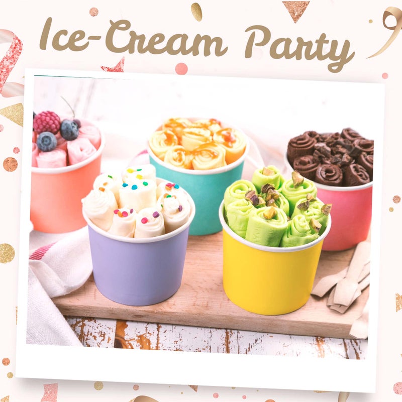 MATICAN Paper Ice Cream Cups  50-Pack 11-oz Disposable Dessert Bowls for Hot and Cold  11-ounce  5 Pastel Colors - Image 2
