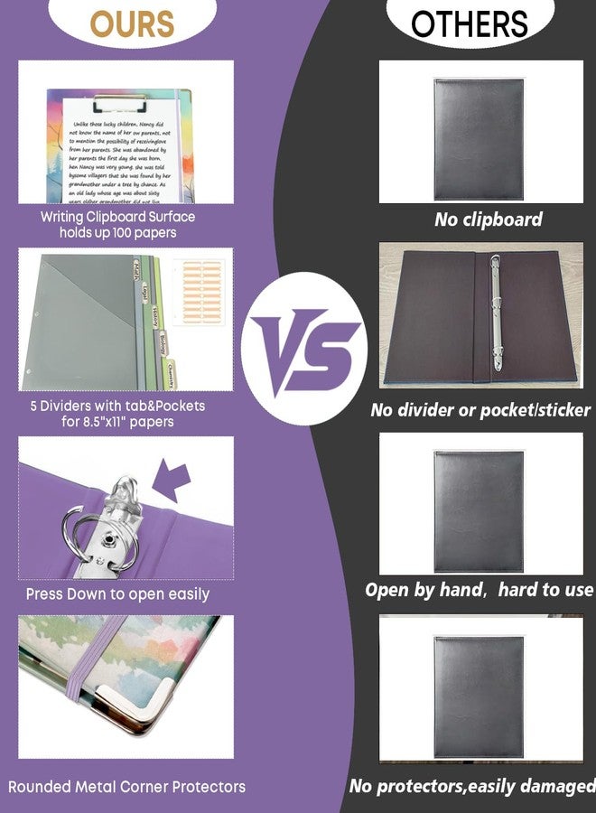 BVSSX 3 Ring 1 Inch Binder Organizer, BVSSX Three Ring Binders with Clipboard, 5-Tabs Pockets Dividers, Plastic Folder, 18 Divider Stikers,Pen Loop (Rainbow Trail, Letter Size) - Image 2