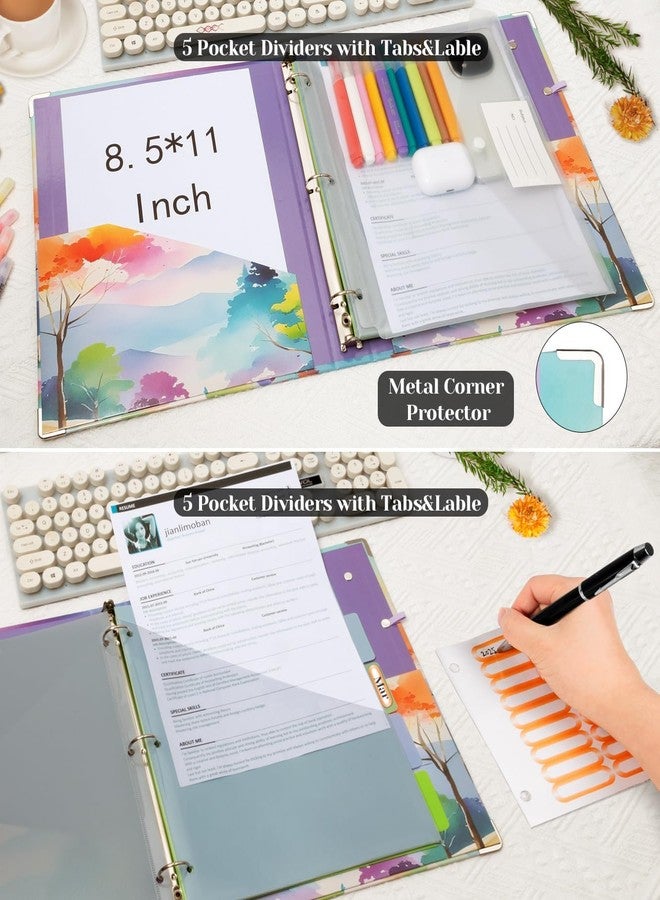 BVSSX 3 Ring 1 Inch Binder Organizer, BVSSX Three Ring Binders with Clipboard, 5-Tabs Pockets Dividers, Plastic Folder, 18 Divider Stikers,Pen Loop (Rainbow Trail, Letter Size) - Image 4