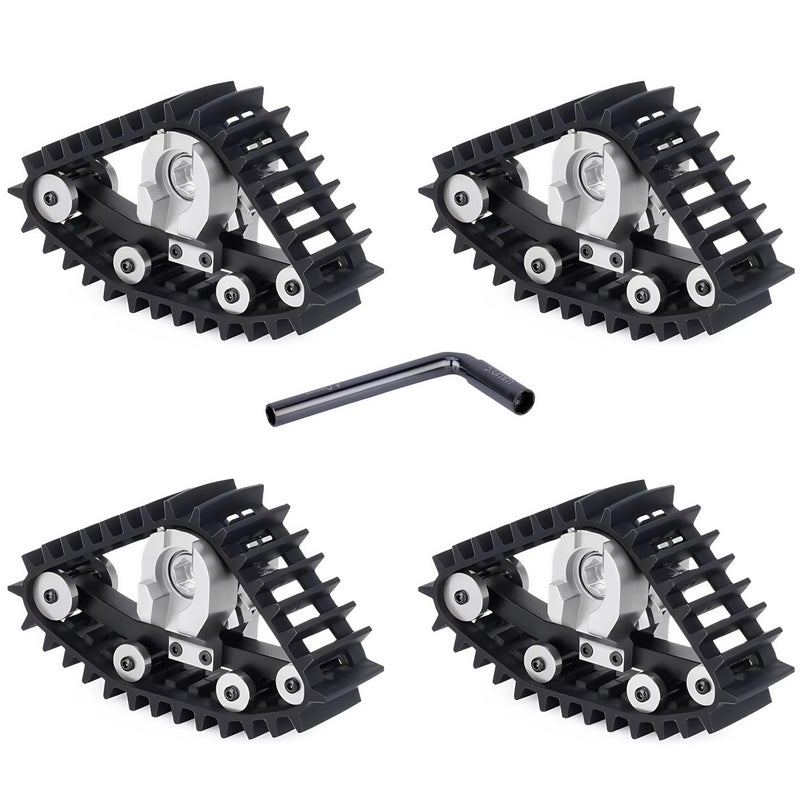 AMK TRX4M Track Snow Tires 4Pcs TRX4M Track Wheels Snow Tires with LShaped Wrench Installation Tool for 118 RC Crawler Car TRX4M Upgrade Accessories Silvery - Image 3