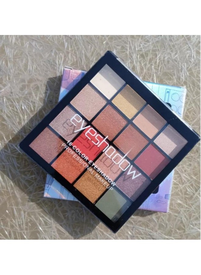 SKINPLUS Ultimate 16 Colors Eyeshadow Palette Long Wearing And Easily Blendable Eye Makeup Palette Matte, Shimmery And Metallic Finish - Girl & Women [ Dark B]  - Image 1