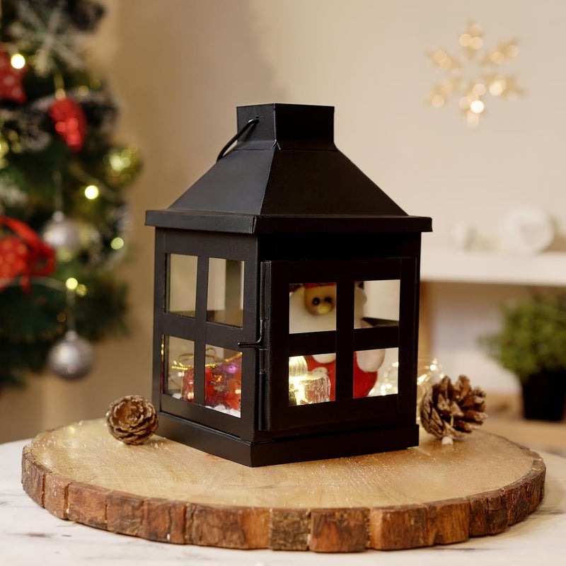 Behoma Vintage Style Candle Lantern Metal and Glass for Home Decoration Lantern for Tabletop and WallHanging Indoor and Outdoor Matte Black Color Small CandleLights NOT Included - Image 1