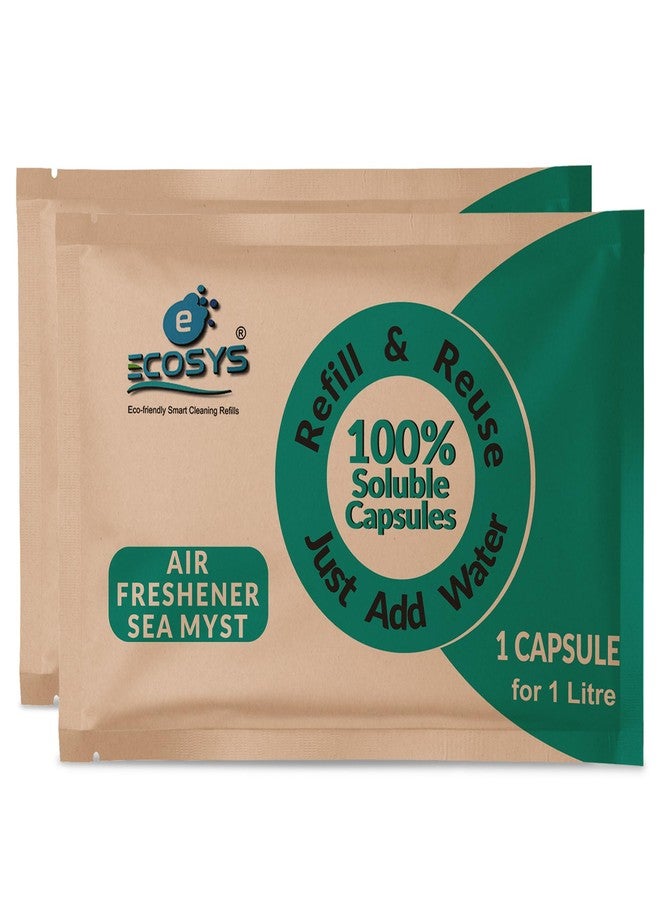 Ecosys Sea Myst-Infused 2L Non-Toxic Air Freshener Liquid Capsules for Home, Bedroom, and Restrooms,Pet and Baby Safe - Set of 2 Refill Pack(1 Capsule for 1L) - Image 1