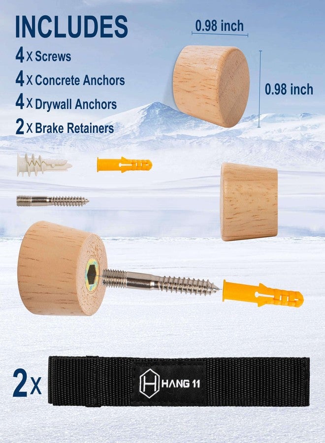 Hang 11 Ski Wall Mount - Ski Display Wall Mount, Minimalist Hardwood Hangers, Decorative Holders to Hang, Vertical Storage Rack for Garage, Showcase your Favorite Pastime - Image 5