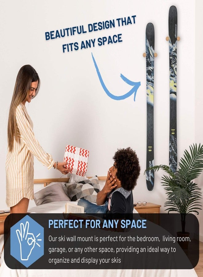 Hang 11 Ski Wall Mount - Ski Display Wall Mount, Minimalist Hardwood Hangers, Decorative Holders to Hang, Vertical Storage Rack for Garage, Showcase your Favorite Pastime - Image 4
