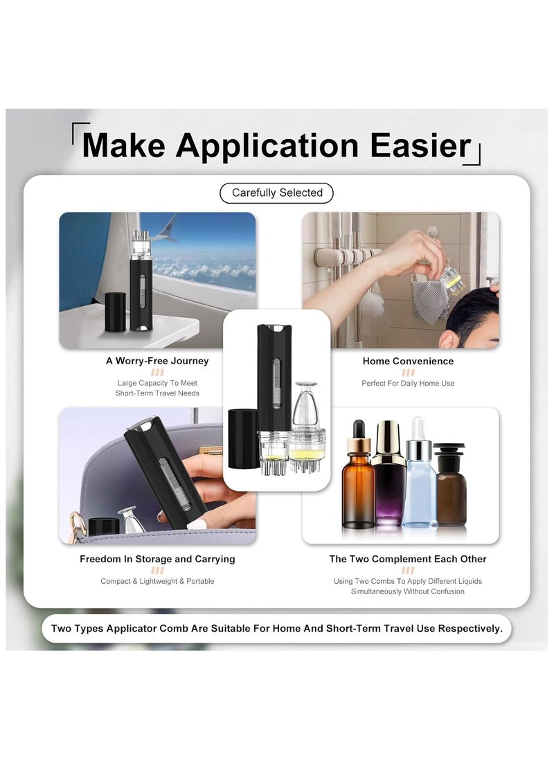 Hihonor - Hair Oil Applicator, Scalp Applicator Comb, Ball Root Comb Applicator Bottle, Applicator Comb,2Pcs Scalp Applicator Comb Set,Minoxidil Serum Liquid Massager To Promote Hair Growth,Roller Ball Scalp Massage Comb（Black） - Image 1
