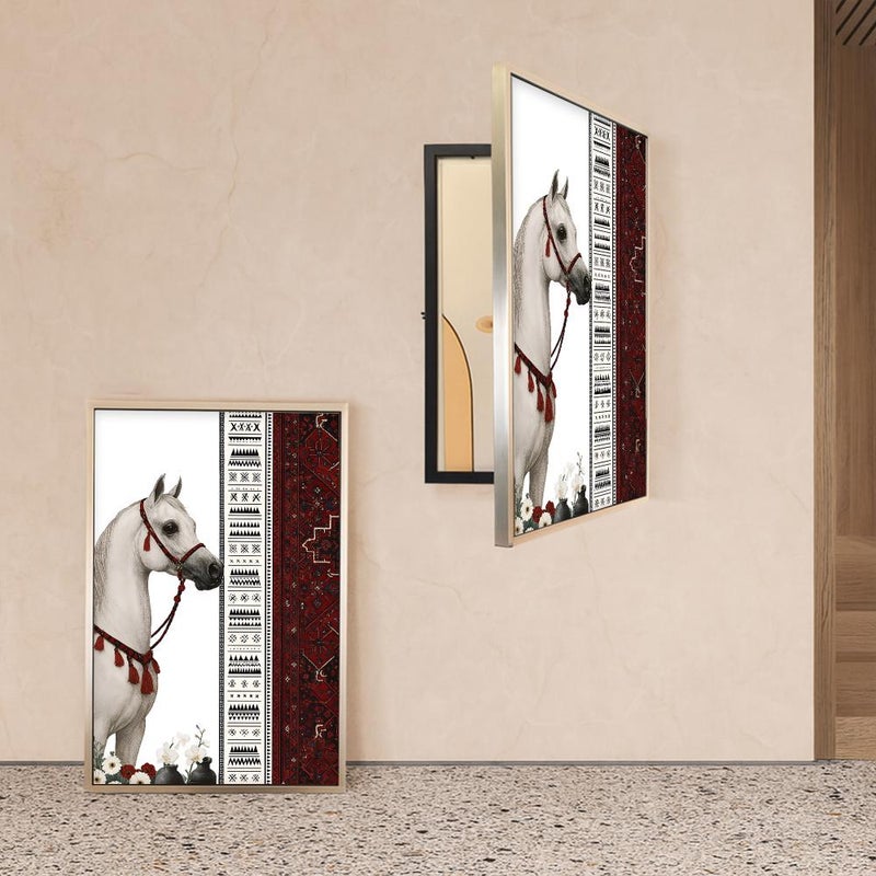 Marktna Canvas panel for covering the electrical panel, Najdi design, measuring 120x80 cm with a hollow frame. - Image 1