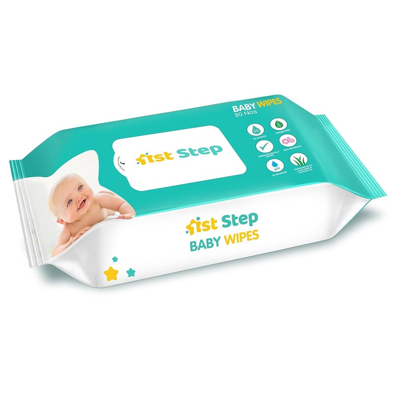 1st Step مناديل مبللة للأطفال مدعمة بالألوة فيرا وزيت الجوجوبا (80 قطعة، عبوة واحدة) - Image 1