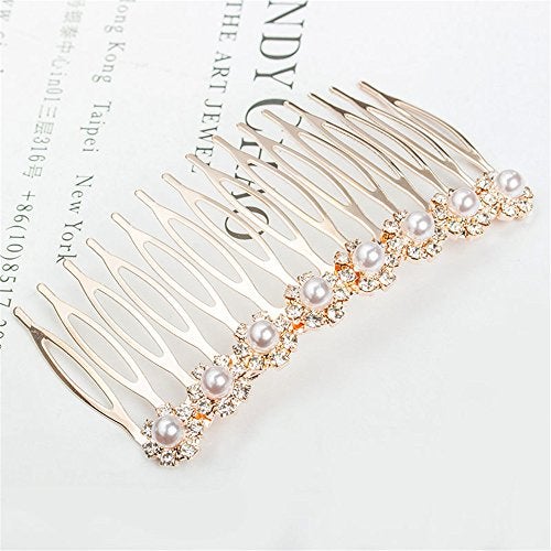 LETSP The most popular fashion Bridal hair accessories rhinestone pearl alloy hair comb wedding hairpin (02) - Image 3