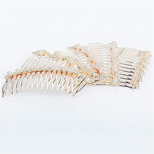LETSP The most popular fashion Bridal hair accessories rhinestone pearl alloy hair comb wedding hairpin (02) - Image 5