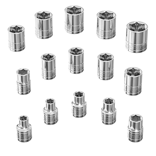 Olsa Tools Metric Shallow Socket Set - 3/8-Inch Drive, 15pc - 6-Point Chrome Sockets from 6mm–20mm and No Skipped Sizes - Mechanic Shallow Metric Socket Set - Professional Grade Sockets - Part: 1331 - Image 1