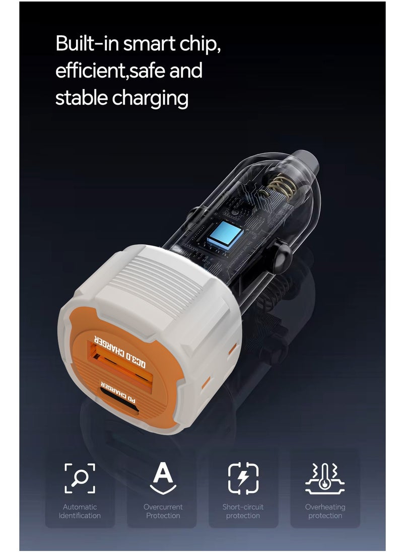 Faster - 20W Dual Port Fast Car Charger - Car Mobile Charger with USB-C and USB-A Ports - Built-in Safety Features, Stable Charging in Bumpy Conditions - Fast Charging Compatible with iPhone Android - Image 1