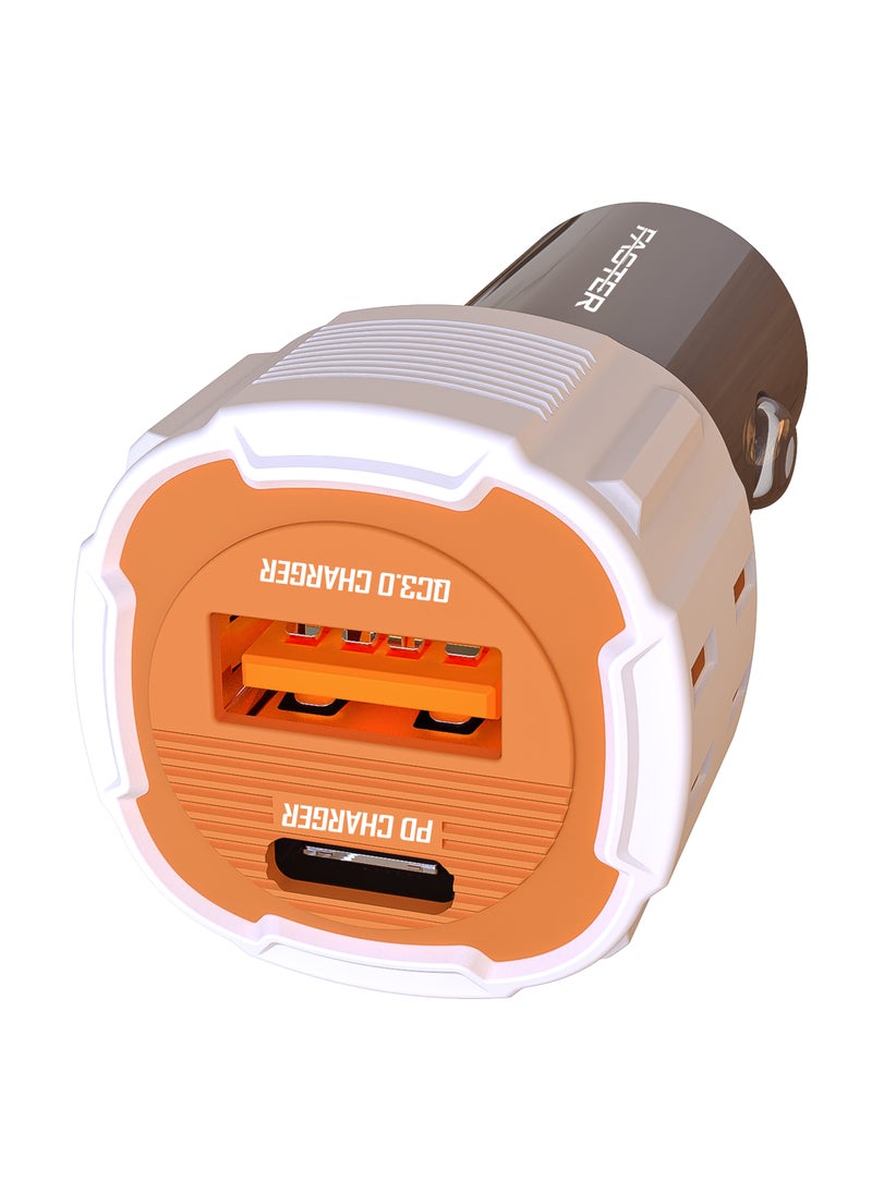 Faster - 20W Dual Port Fast Car Charger - Car Mobile Charger with USB-C and USB-A Ports - Built-in Safety Features, Stable Charging in Bumpy Conditions - Fast Charging Compatible with iPhone Android - Image 1
