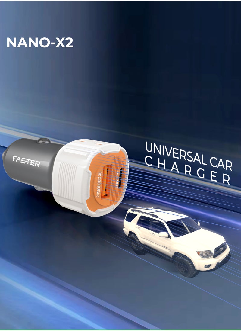 Faster - 20W Dual Port Fast Car Charger - Car Mobile Charger with USB-C and USB-A Ports - Built-in Safety Features, Stable Charging in Bumpy Conditions - Fast Charging Compatible with iPhone Android - Image 1