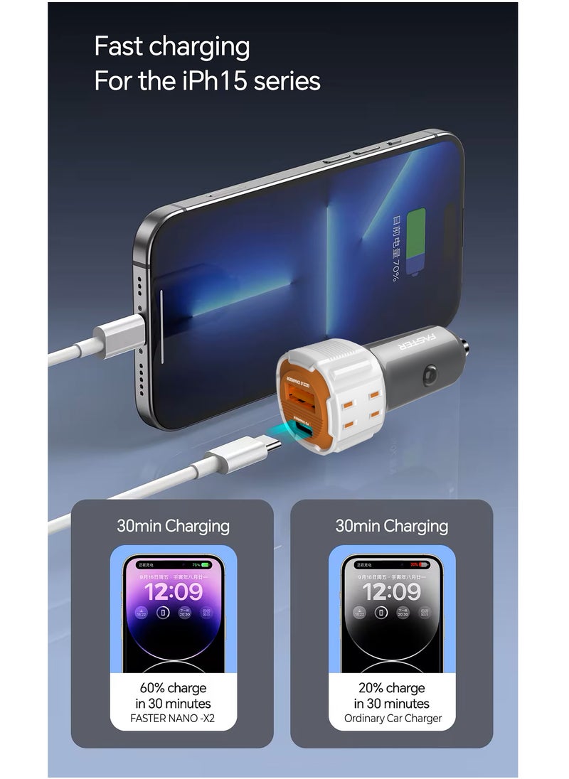 Faster - 20W Dual Port Fast Car Charger - Car Mobile Charger with USB-C and USB-A Ports - Built-in Safety Features, Stable Charging in Bumpy Conditions - Fast Charging Compatible with iPhone Android - Image 1