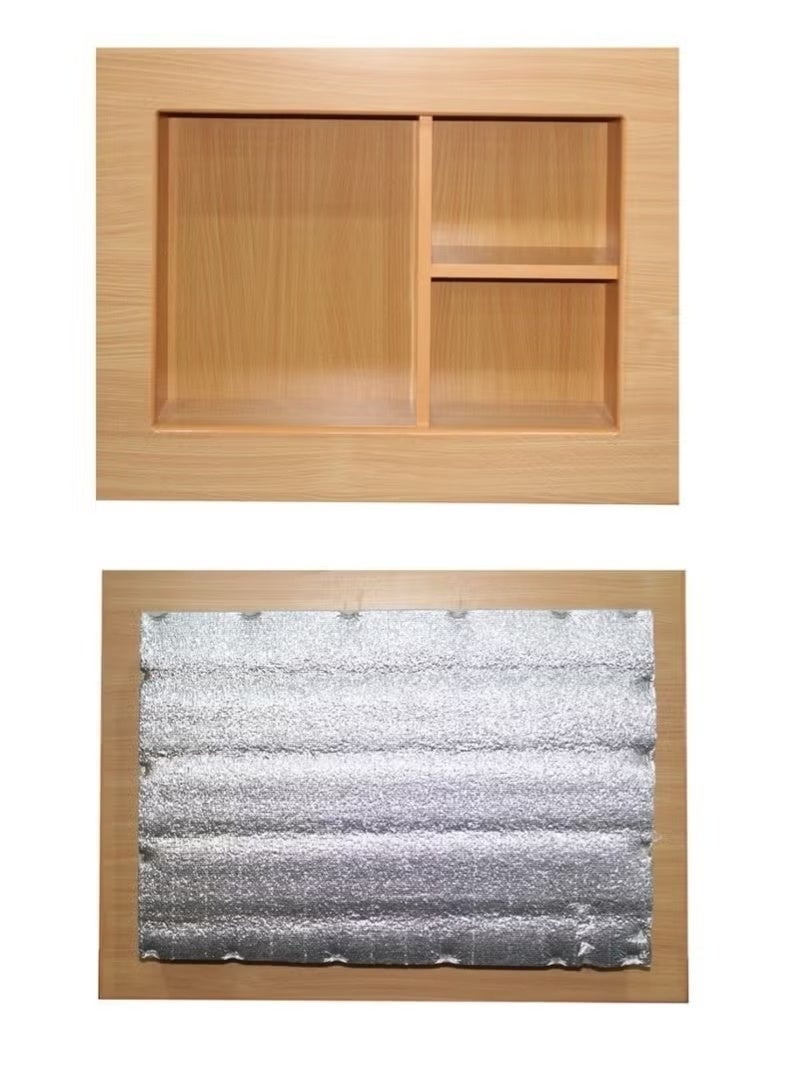 Window AC cover shelf with rear thermal insulation to cover the AC vent; air conditioner cover with a sturdy 18mm thick wooden frame. - Image 2