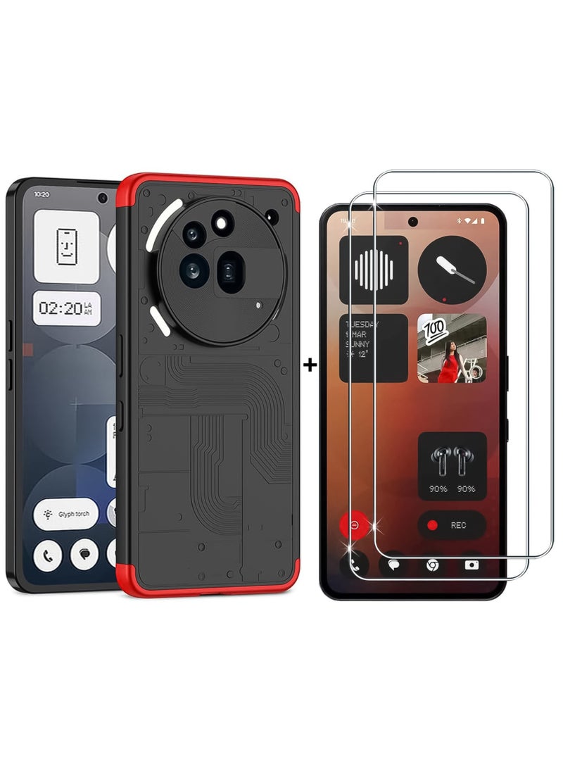 [1+2] for Nothing Phone 3a Pro Case and Screen Protector Accessorise, 360 Degree Full Body Hard Plastic Material Protective Back Cover, Detachable Split Slim Fit Shockproof Casing - Image 1