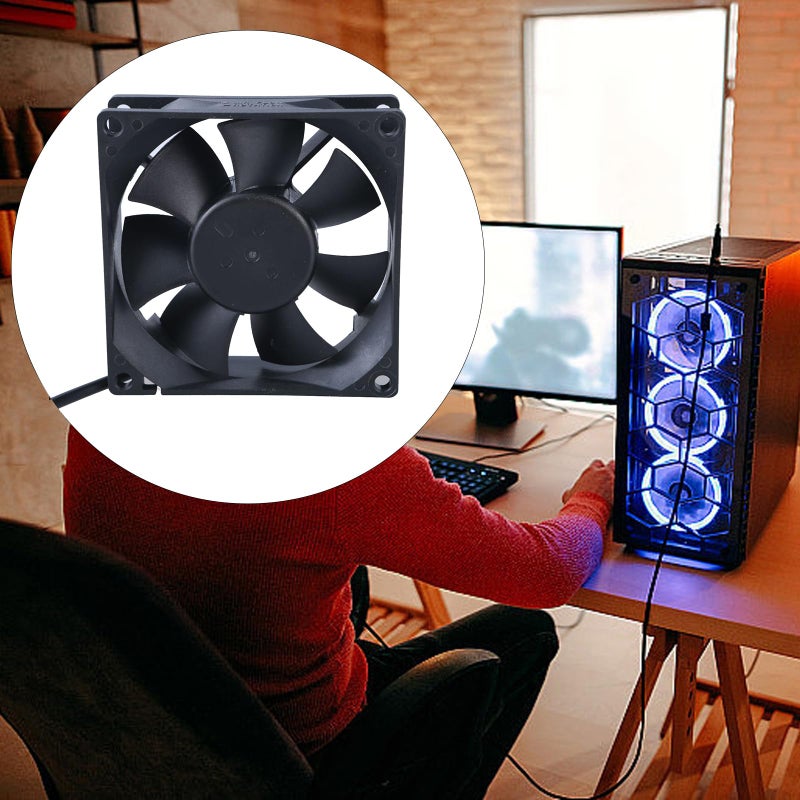 80 ملم 80x25 ملم مروحة تبريد 12 فولت بدون فرشاة لحالة كمبيوتر PC وطابعة ثلاثية الأبعاد ومبرد وحدة المعالجة المركزية مع موصل 5.5x2.1 ملم - Image 3