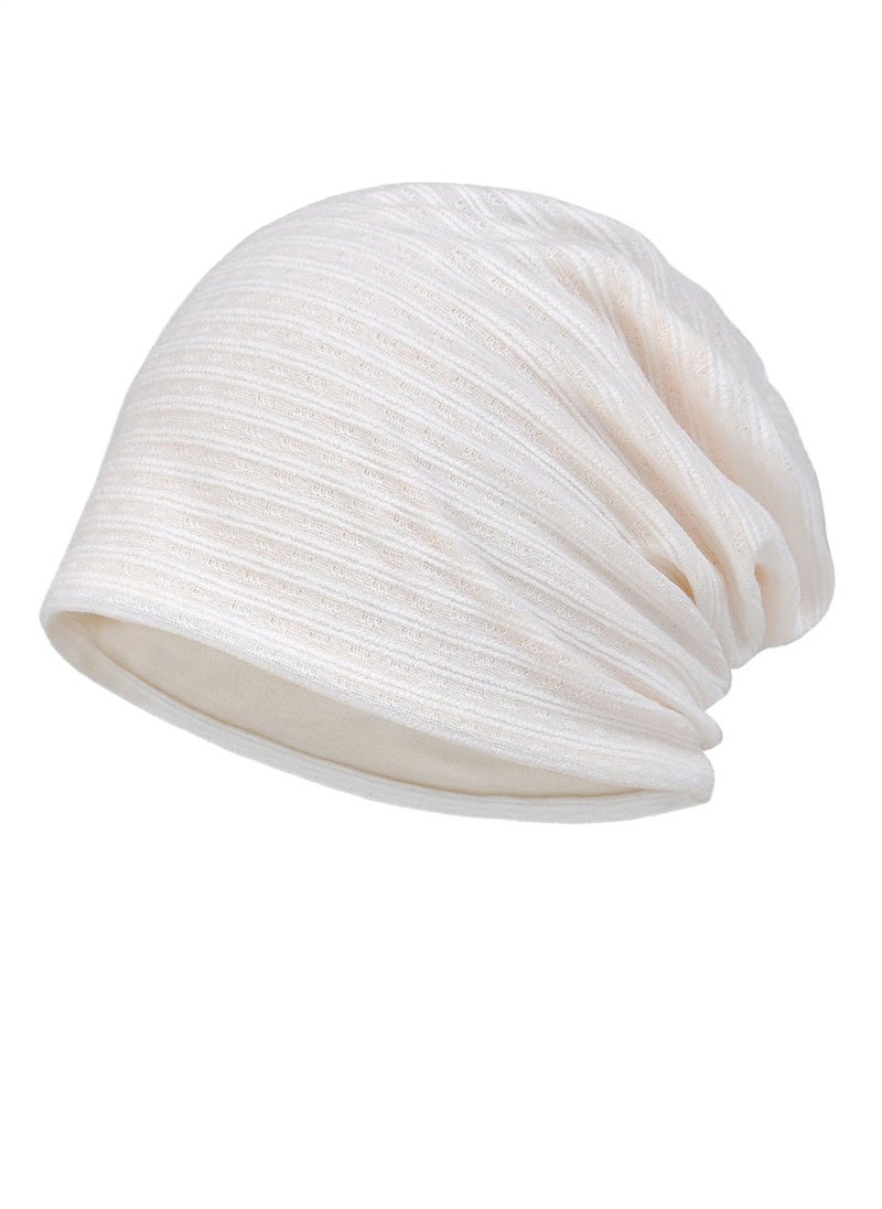 Loquat Infinity Scarf Headwear Cap Solid Color Bilayer Beanie Hat White 