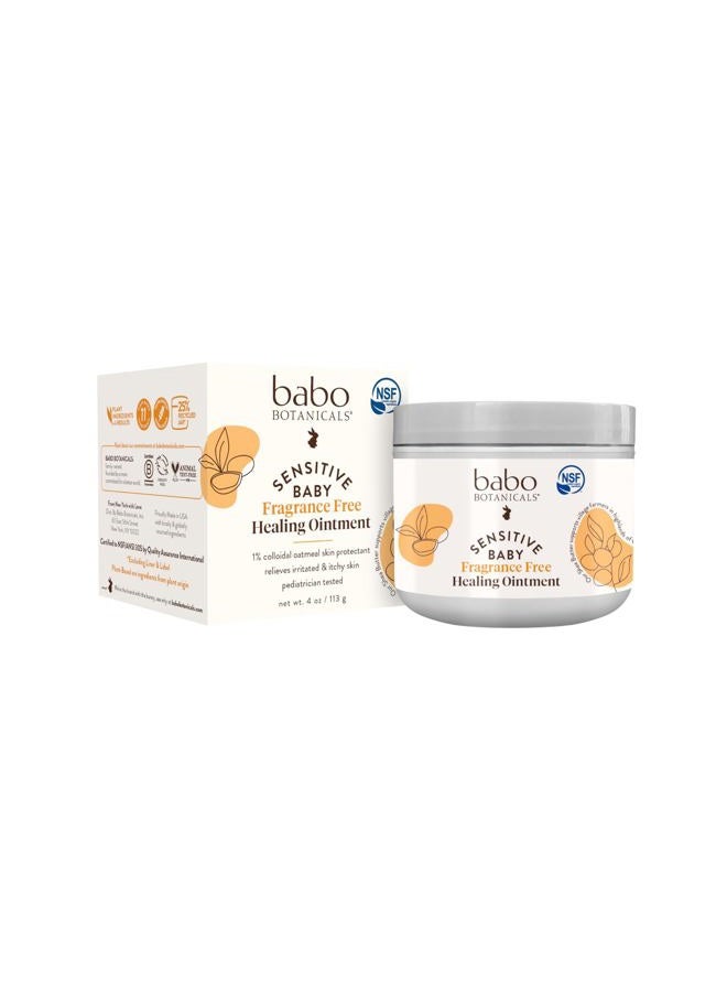 Babo Botanicals Sensitive Baby Fragrance-Free All Natural Healing Ointment - 99% Organic & 1% Colloidal Oat - Steroid-Free - NSF Certified - For Eczema, Irritated/Itchy Skin - Face, Body, Diaper Area - Image 1