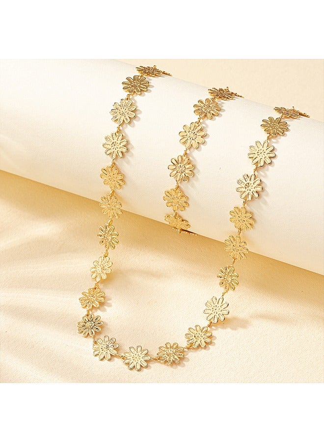 Zeemey 2PCS Gold Flower Jewelry Necklace and Bracelet for Women - Image 4