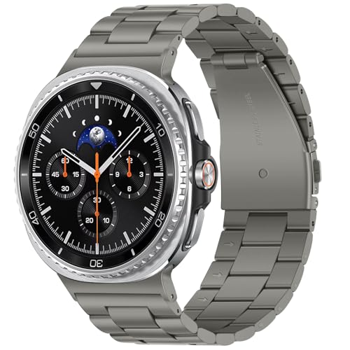 Anlinser No Gap Bands Compatible with Samsung Galaxy Watch 8 Band 44mm 40mm/Watch 8 Classic Band 46mm, 22mm Metal Strap for Women Men, Gray Titanium - Image 1
