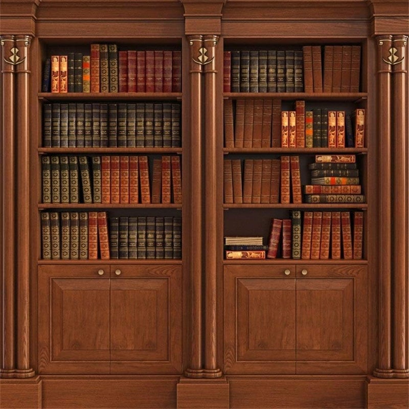 Laeacco Vintage Bookshelf Backdrop 8x8ft Vinyl Photography Background Classical Study Bookshelf Stacked Books Educator Teacher Writer Pupil Professor Shoot Nostalgia Wallpaper Wedding Library color1 - Image 2