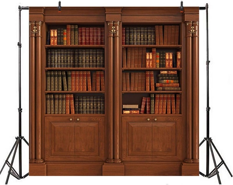 Laeacco Vintage Bookshelf Backdrop 8x8ft Vinyl Photography Background Classical Study Bookshelf Stacked Books Educator Teacher Writer Pupil Professor Shoot Nostalgia Wallpaper Wedding Library color1 - Image 4