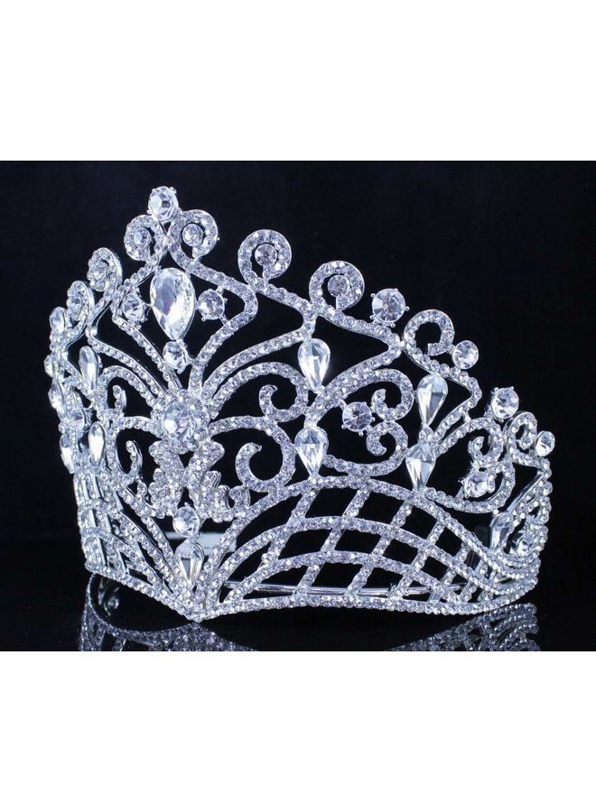 Janefashions Lush Clear Austrian Crystal Rhinestone Tiara Crown Bridal Prom Pageant T11884 (Silver) - Image 4