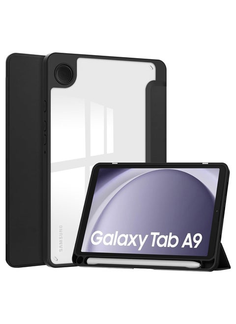 Case for amsung Galaxy Tab A9 8.7 inch SM-X110 / SM-X115 , Hybrid Slim Case Cover Shockproof Cover with Clear Transparent Back Shell(Black)