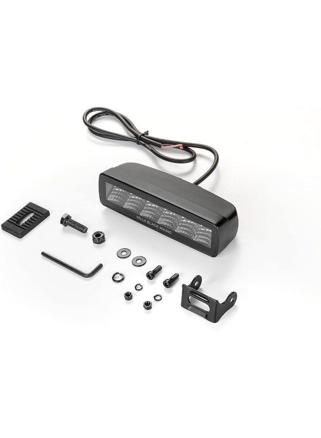 HELLA Black Magic LED Mini Light Bar - LED Off Road Driving Lights for Jeep Pickup Truck SUV ATV - 6.2" Flood Light with DT Cable and Wiring Harness  - Image 1