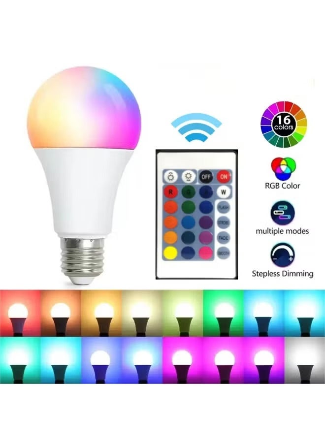 أيه بي جي مصباح LED RGB 10 واط بقاعدة E27 إضاءة متغيرة الألوان أبيض دافئ وبارد سطوع قابل للتعديل مع جهاز تحكم عن بعد مصباح مزاجي موفر للطاقة للديكور والإضاءة المنزلية وحفلات وغرفة النوم للاستخدام اليومي - Image 2