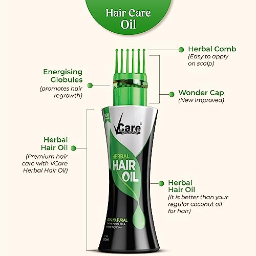 Vcare New Improved Herbal Hair Oil with Wonder Cap - 100ml - Image 3