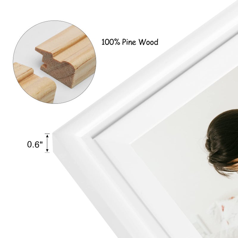 Tamolus 5X7 Double Wooden Hinged Picture Frame Horizontal and Vertical in White  Display 4x6 with Mat or 5x7 without Mat  Folding Photo Frame with Real Glass Front for Tabletop X2-BAI-HS57 - Image 3