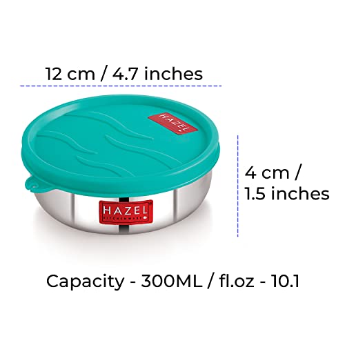 HAZEL Stainless Steel Airtight Containers for Kitchen Storage | 300ml Leak Proof Tiffin & Food Box Set | Small Steel Containers with Lid | Set of 4 - Image 4
