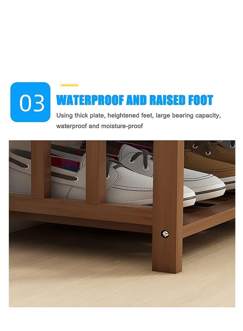 Generic 𝐅𝐅𝐃 Bamboo Shoe Rack Bench with Cushion – Wooden Shoe Storage Cabinet with Seat, Entryway Organizer Shelf for Boots & Shoes, Multi-Function Furniture for Home, Hallway, Bedroom, Bathroom - Image 5