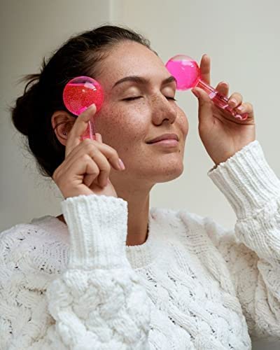 MIRARIYA Facial Ice Globe Smart Cool Face Roller Ball Facial Massage Tools for Neck Eye Circle Reduce Puffiness Anti Ageing Wrinkles Soothing Firming Skin 2Pcs PINK - Image 3