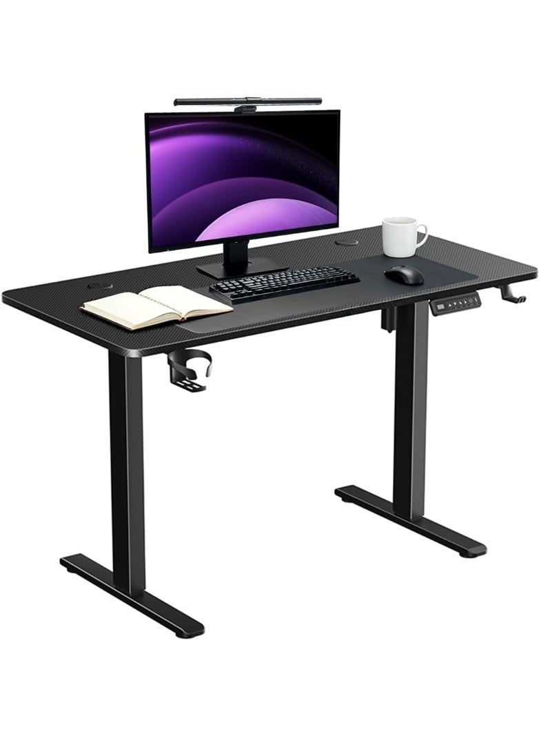 Standing Desk, Adjustable Height Electric Sit Stand Up Down Computer Table, 120 * 60cm Ergonomic Rising Modern Lift Motorized Gaming Desktop Workstation for Work Home Office With Mouse Pad (Black)